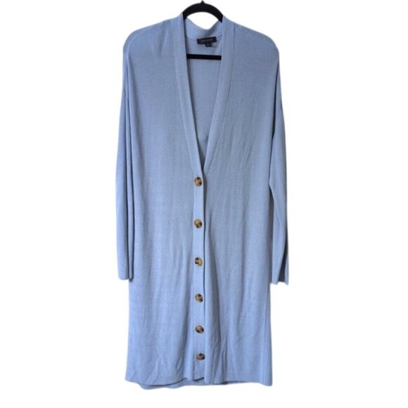 Ann Taylor Ribbed Boyfriend Cardigan Dusty Blue Size XL - Picture 3 of 7